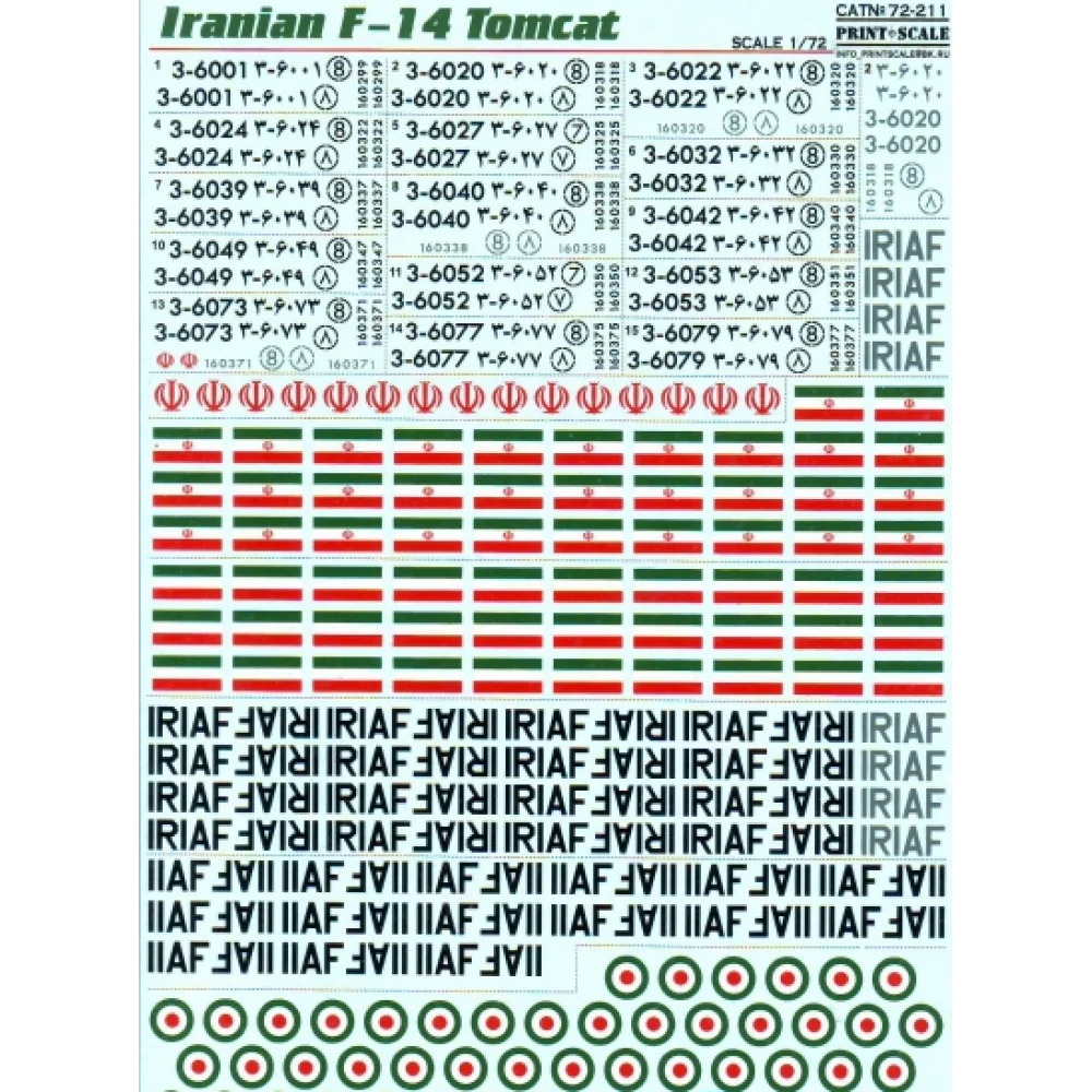 Print Scale 72-211 Decal Iranian F-14 Tomcat The complete set 2 leaf Scale 1:72 for Aircraft Plastic model kit