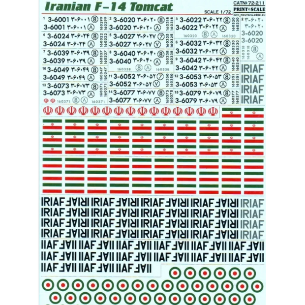 Print Scale 72-211 Decal Iranian F-14 Tomcat The complete set 2 leaf Scale 1:72 for Aircraft Plastic model kit
