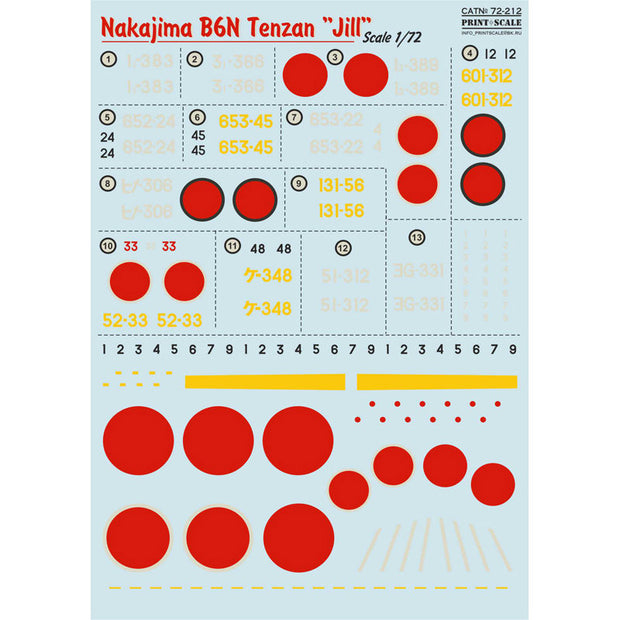 Print Scale 72-212 Decal Nakajima B6N Tenzan Jill Scale 1:72 for Aircraft Plastic model kit
