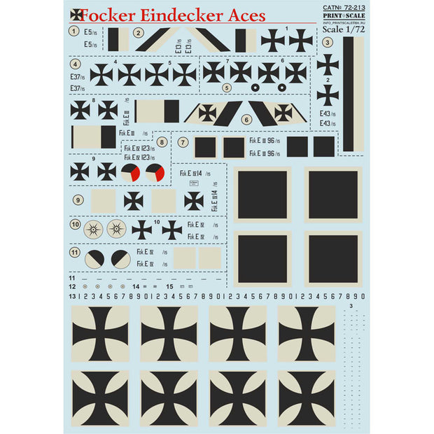 Print Scale 72-213 Decal FoKker Eindecker Top Pilots Scale 1:72 for Aircraft Plastic model kit
