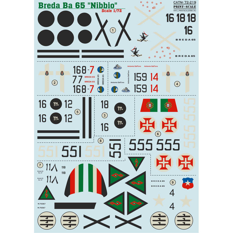 Print Scale 72-219 Decal Breda Ba.65 1 Scale 1:72 for Aircraft Plastic model kit