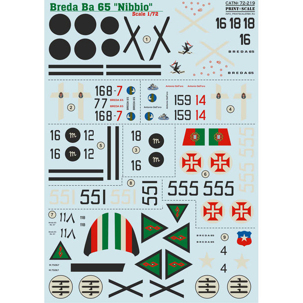 Print Scale 72-219 Decal Breda Ba.65 1 Scale 1:72 for Aircraft Plastic model kit