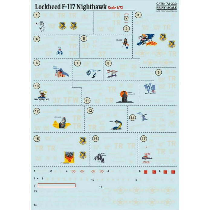 Print Scale 72-223 Decal Lockheed F-117 Nighthawk Scale 1:72 for Aircraft Plastic model kit