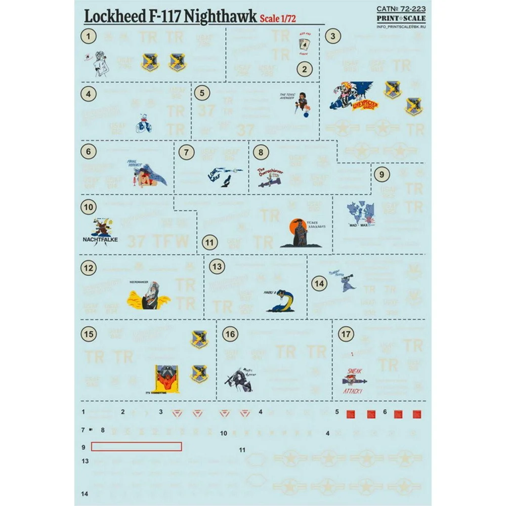 Print Scale 72-223 Decal Lockheed F-117 Nighthawk Scale 1:72 for Aircraft Plastic model kit