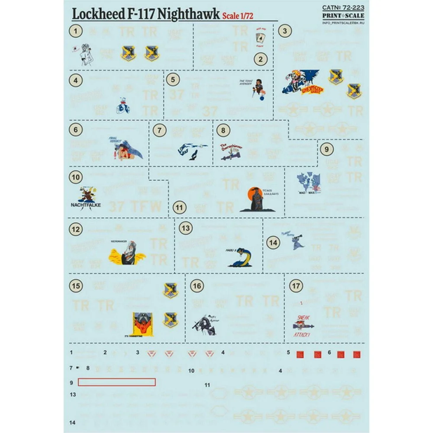 Print Scale 72-223 Decal Lockheed F-117 Nighthawk Scale 1:72 for Aircraft Plastic model kit