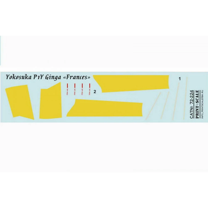 Print Scale 72-224 Decal 1:72 Yokosuka P1Y Ginga (Frances) In the complete set 1.5 sheets