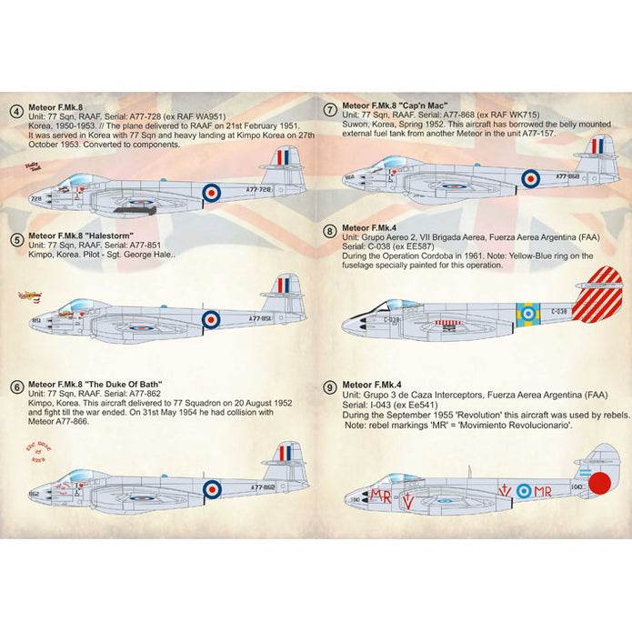 Print Scale 72-233 Decal Gloster Meteor Scale 1:72 for Aircraft Plastic model kit