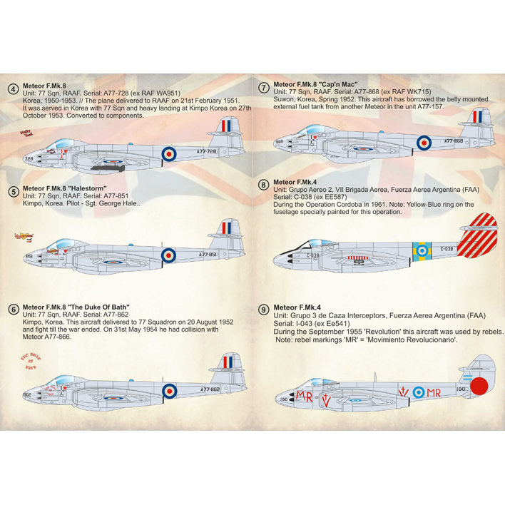 Print Scale 72-233 Decal Gloster Meteor Scale 1:72 for Aircraft Plastic model kit