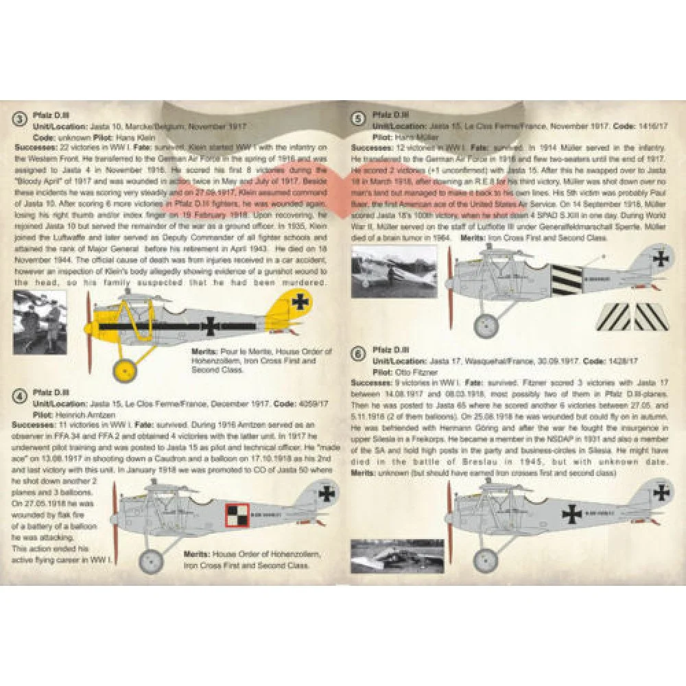 Print Scale 72-237 Decal Pfalz D.III Aces of World War I Scale 1:72 for Aircraft Plastic model kit