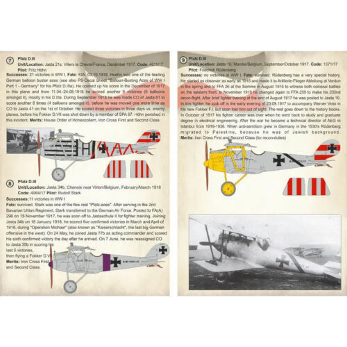 Print Scale 72-237 Decal Pfalz D.III Aces of World War I Scale 1:72 for Aircraft Plastic model kit