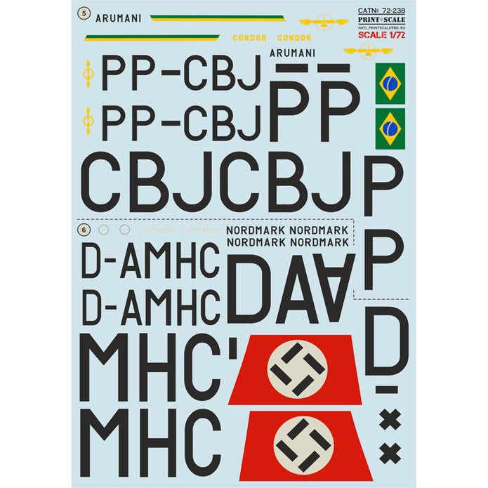 Print Scale 72-238 Decal 1:72 Focke-Wulf FW 200 CONDOR Part 1 In the complete set 3 sheets