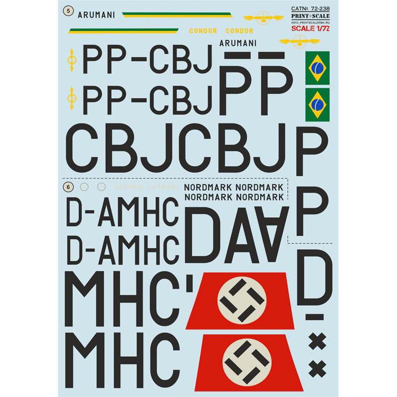 Print Scale 72-238 Decal 1:72 Focke-Wulf FW 200 CONDOR Part 1 In the complete set 3 sheets