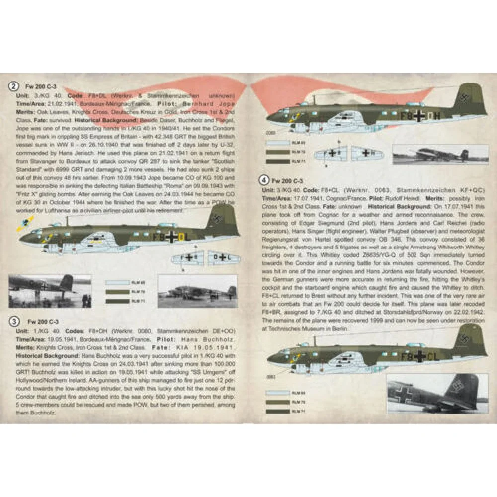 Print Scale 72-240 Decal Focke-Wulf FW 200 CONDOR Part 3 - C3 Bombers Scale 1:72 for Aircraft Plastic model kit
