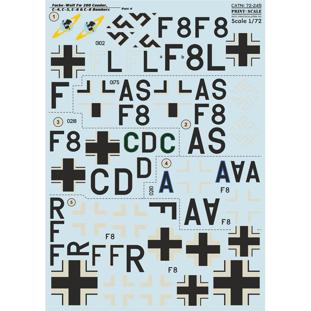Print Scale 72-245 Decal Focke Wulf Ew 200 Condor Part 4 Scale 1:72 for Aircraft Plastic model kit
