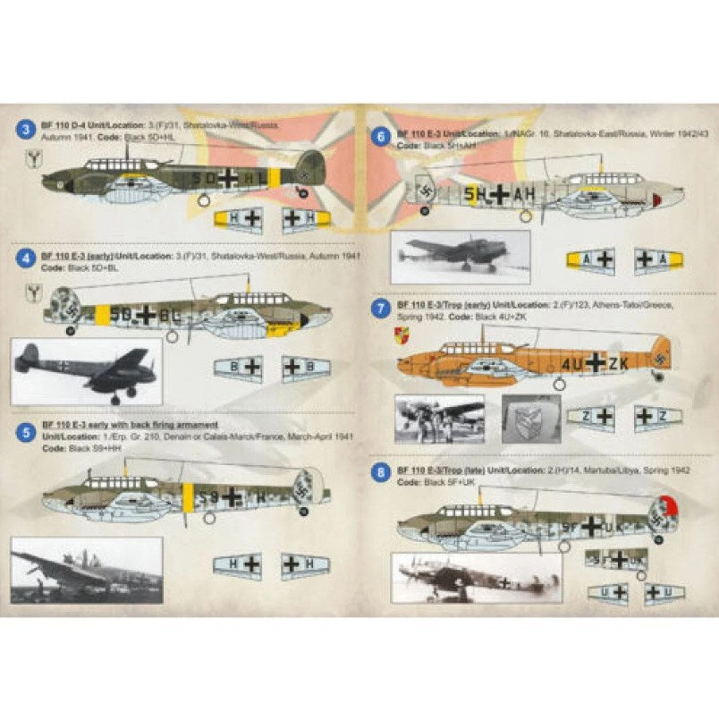 Print Scale 72-246 Decal Messerschmitt Bf 110 Reconnaissance Scale 1:72 for Aircraft Plastic model kit