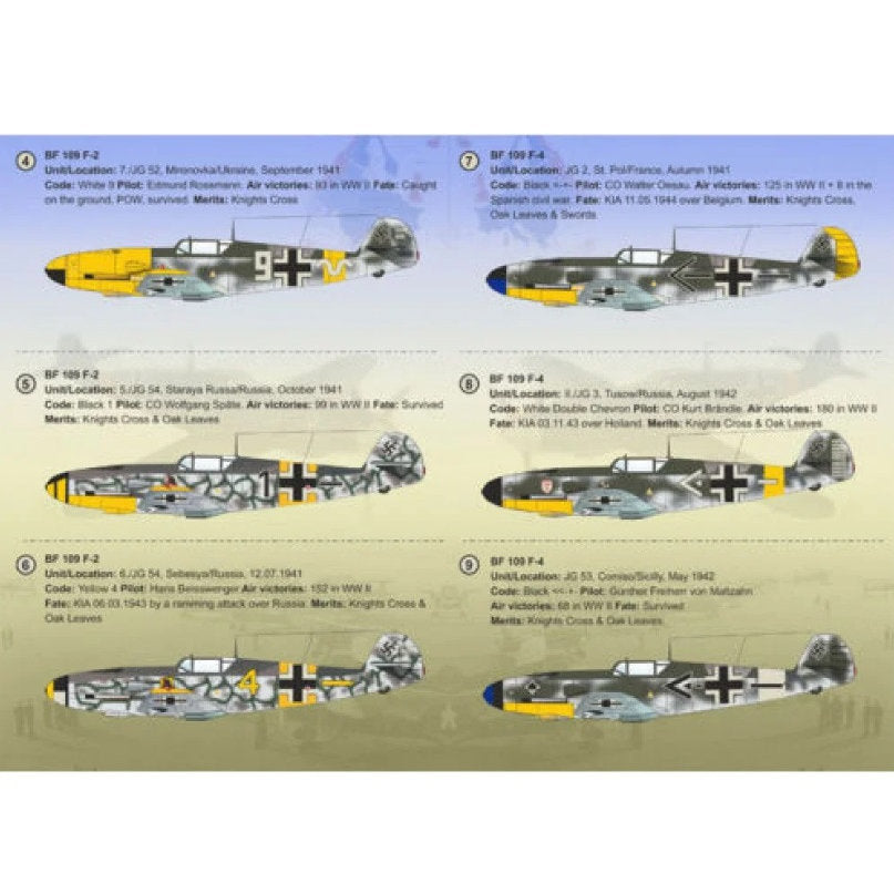 Print Scale 72-254 Decal Messerschmitt Bf.109 F Top Pilots Scale 1:72 for Aircraft Plastic model kit