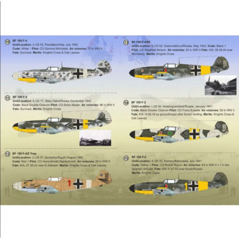 Print Scale 72-254 Decal Messerschmitt Bf.109 F Top Pilots Scale 1:72 for Aircraft Plastic model kit