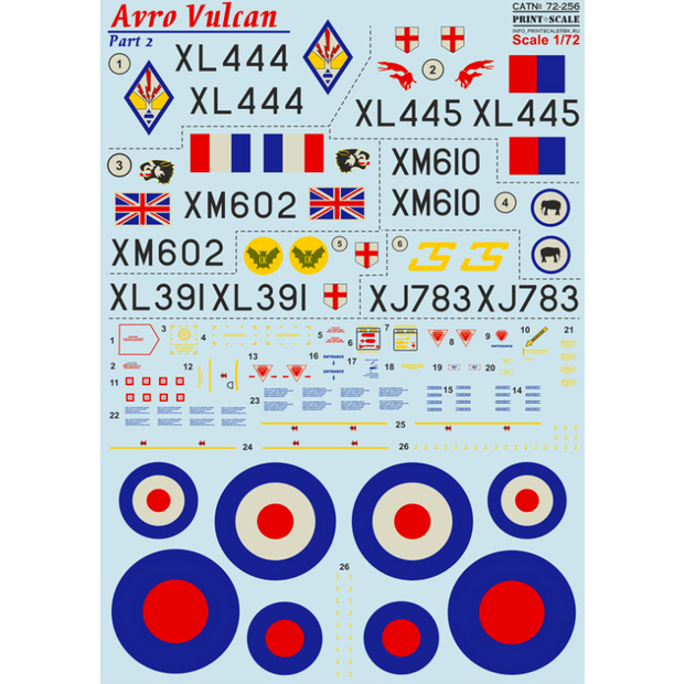 Print Scale 72-256 Decal Avro Vulcan Part 2 Scale 1:72 for Aircraft Plastic model kit