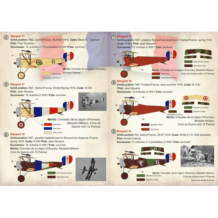 Print Scale 72-257 Decal French Nieuport 10,11,16 Top Pilots of WW1 Scale 1:72 for Aircraft Plastic model kit