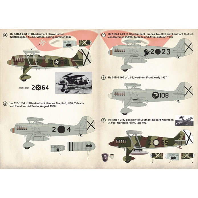 Print Scale 72-258 Decal Aces of Legion Condor Part 1 He-51 Scale 1:72 for Aircraft Plastic model kit
