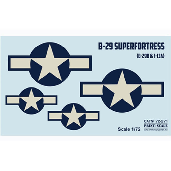 Print Scale 72-271 Decal 1:72 Boeing B-29 Superfortress, (B-29B & F-13A) Part 1 In the complete set 1.5 sheets