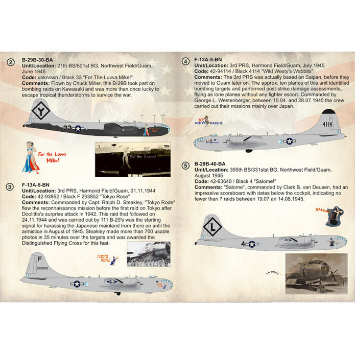 Print Scale 72-271 Decal 1:72 Boeing B-29 Superfortress, (B-29B & F-13A) Part 1 In the complete set 1.5 sheets