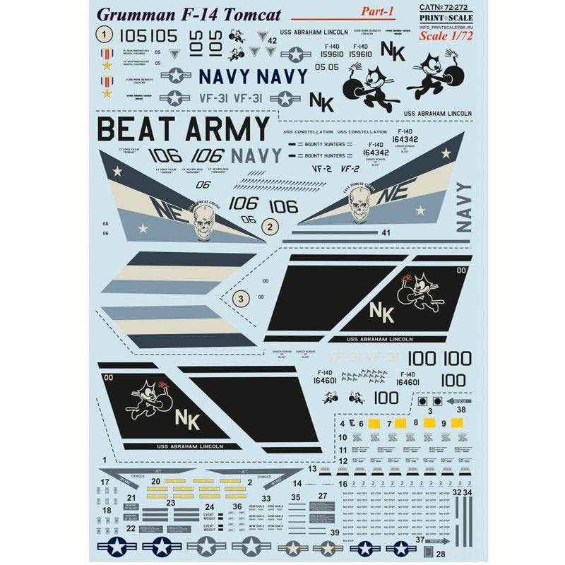 Print Scale 72-272 Decal 1:72 Grumman F-14 Tomcat Part 1 In the complete set 1.5 sheets