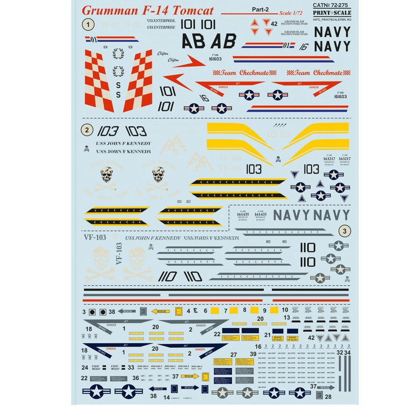 Print Scale 72-275 Decal 1:72 Grumman F-14 Tomcat Part 2 In the complete set 1.5 sheets