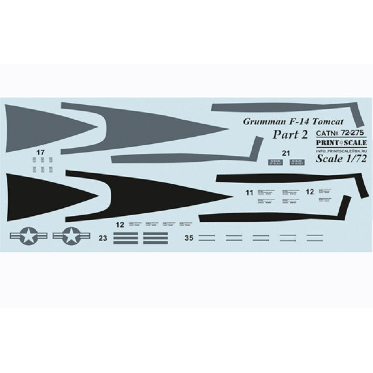 Print Scale 72-275 Decal 1:72 Grumman F-14 Tomcat Part 2 In the complete set 1.5 sheets