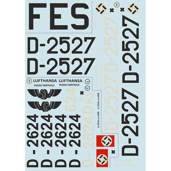 Print Scale 72-277 Decal 1:72 Junkers Ju-52 civic version Part 1 In the complete set 2 sheets