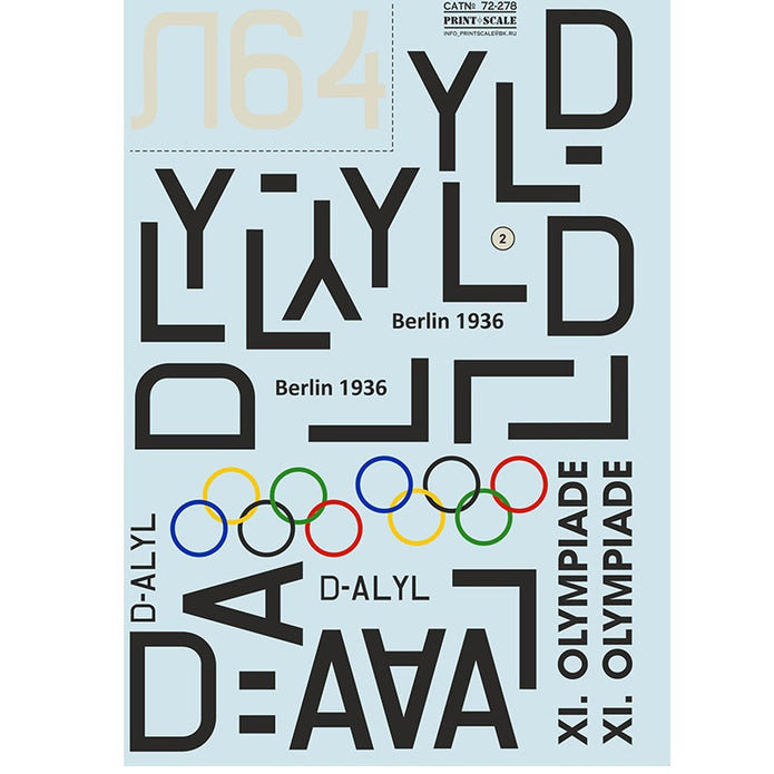 Print Scale 72-278 Decal 1:72 Junkers Ju-52 civic version Part 2 In the complete set 2 sheets