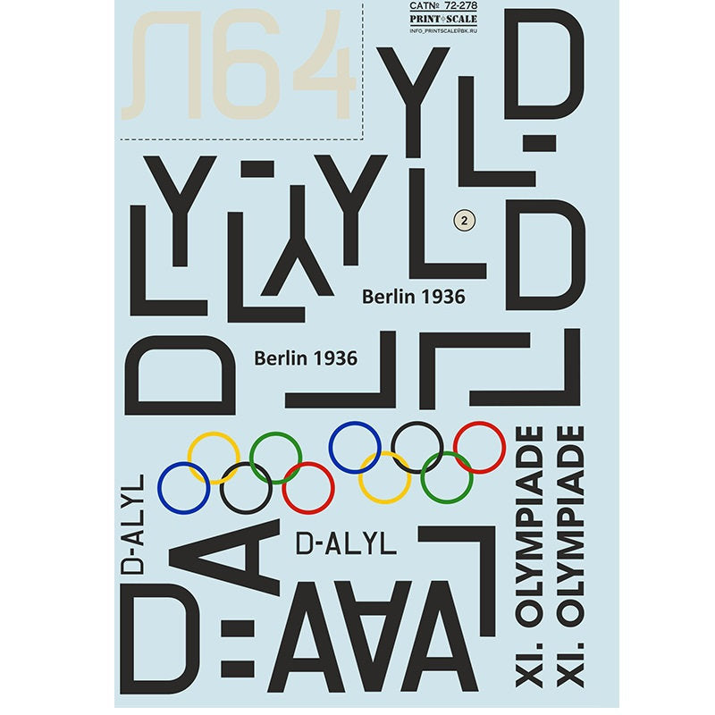 Print Scale 72-278 Decal 1:72 Junkers Ju-52 civic version Part 2 In the complete set 2 sheets