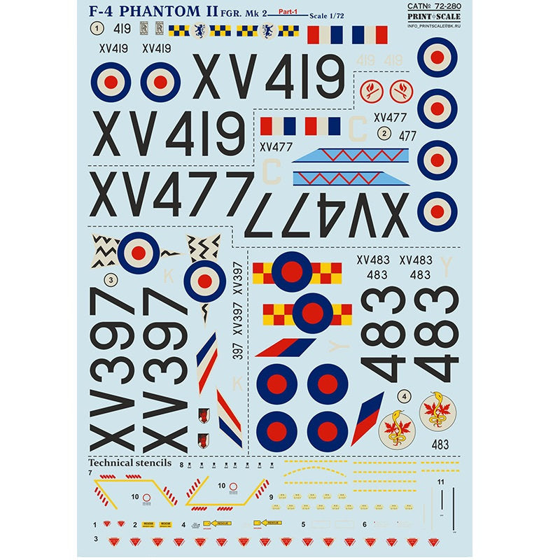 Print Scale 72-280 Decal F-4 Phantom II FGR.Mk 2 Part-1 Scale 1:72 for Aircraft Plastic model kit
