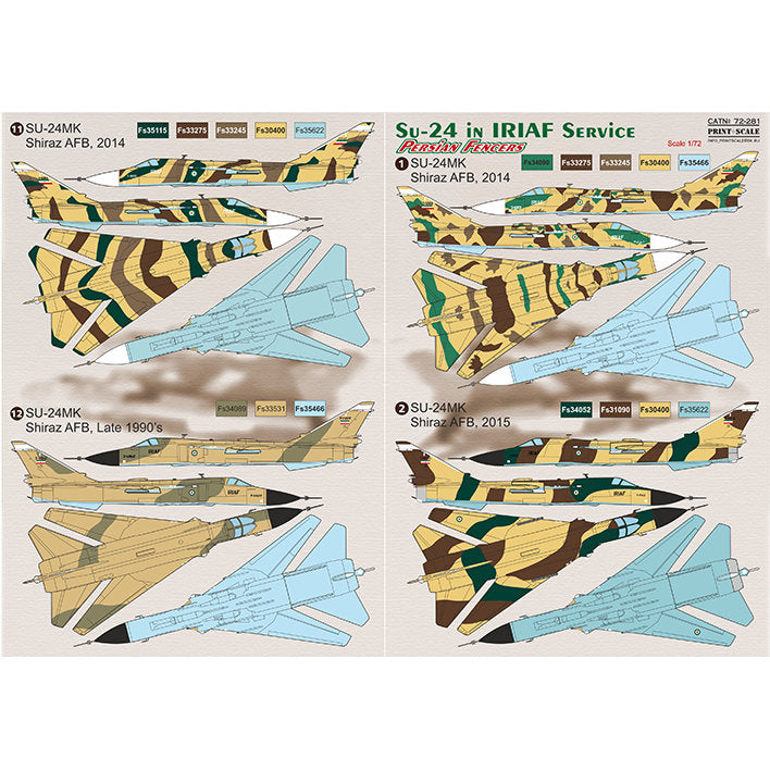 Print Scale 72-281 Decal Su-24 in Iranian service Scale 1:72 for Aircraft Plastic model kit