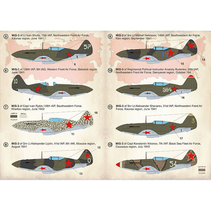 Print Scale 72-283 Decal MIg-3 Top Pilots of World War II Scale 1:72 for Aircraft Plastic model kit