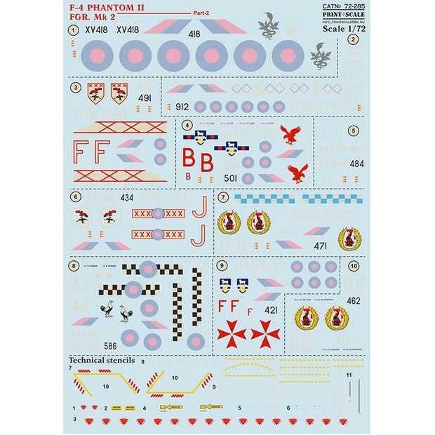 Print Scale 72-285 Decal F-4 Phantom II FGR.Mk 2 Part-2  Scale 1:72 for Aircraft Plastic model kit