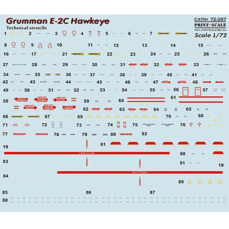 Print Scale 72-287 Decal 1:72 Grumman E-2C Hawkeye In the complete set 1.5 sheets