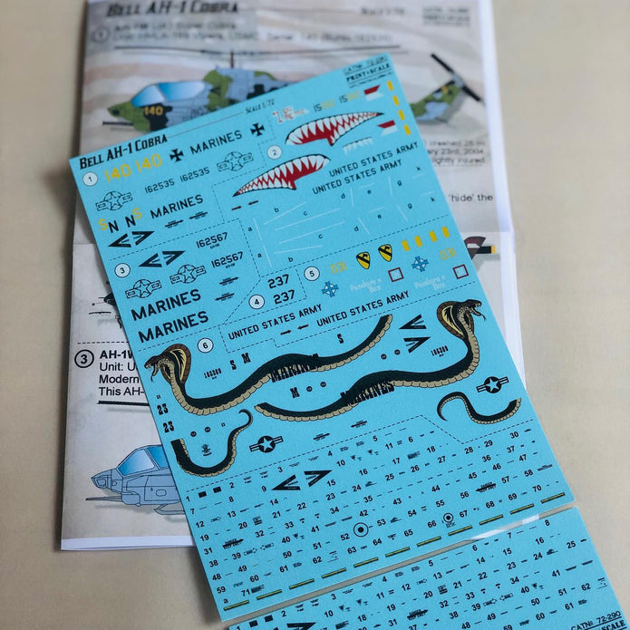 Print Scale 72-290 Decal Bell AH-1 Cobra In the complete set 1.5 sheets Scale 1:72 for Helicopter Plastic model kit