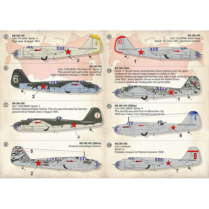 Print Scale 72-293 Decal Tupolev SB-2 "Katushka" Part 2 Scale 1:72 for Aircraft Plastic model kit