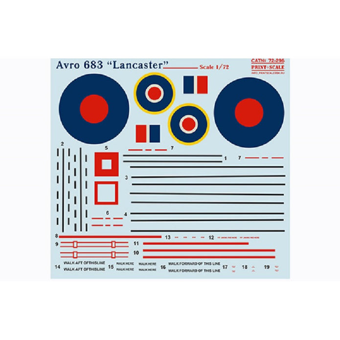 Print Scale 72-296 Decal 1:72 Avro 683 "Lankaster" In the complete set 1.5 sheets
