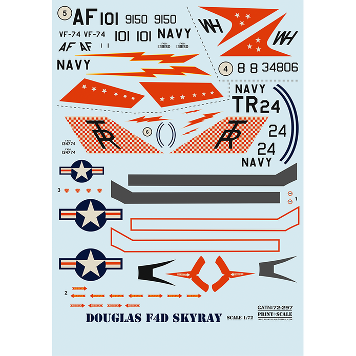 Print Scale 72-297 Decal 1:72 Douglas F4DF-6 Skyray In the complete set 2 sheets