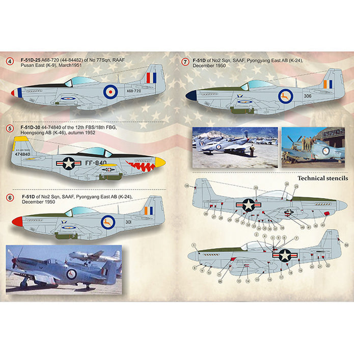 Print Scale 72-300 Decal F-51 Mustang Part 2 Scale 1:72 for Aircraft Plastic model kit