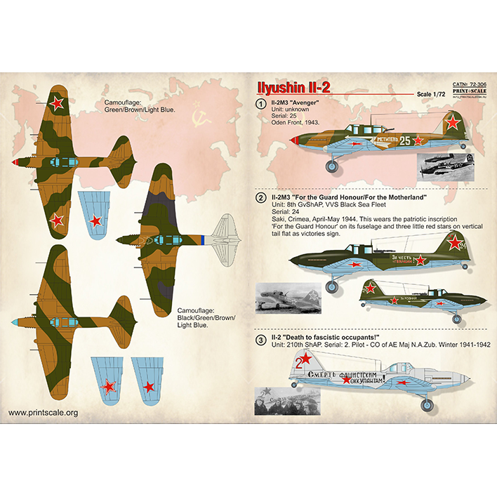 Print Scale 72-306 Decal Ilyushin Il-2 Scale 1:72 for Aircraft Plastic model kit