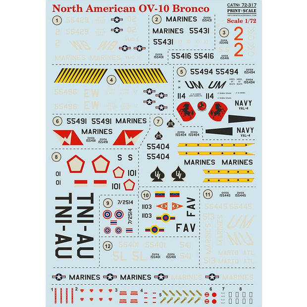 Print Scale 72-317 Decal North American OV-10 Bronco Scale 1:72 for Aircraft Plastic model kit