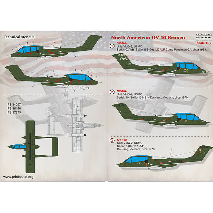 Print Scale 72-317 Decal North American OV-10 Bronco Scale 1:72 for Aircraft Plastic model kit