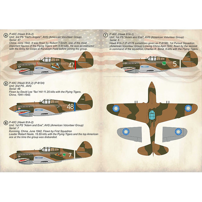 Print Scale 72-323 Decal Curtiss P-40 C/CU Part 2 Scale 1:72 for Aircraft Plastic model kit