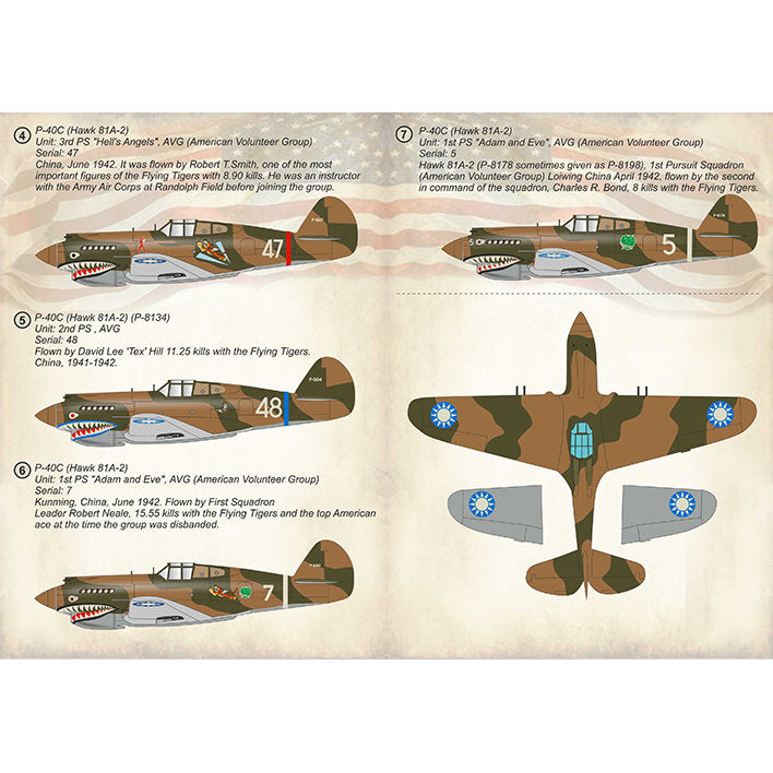Print Scale 72-323 Decal Curtiss P-40 C/CU Part 2 Scale 1:72 for Aircraft Plastic model kit