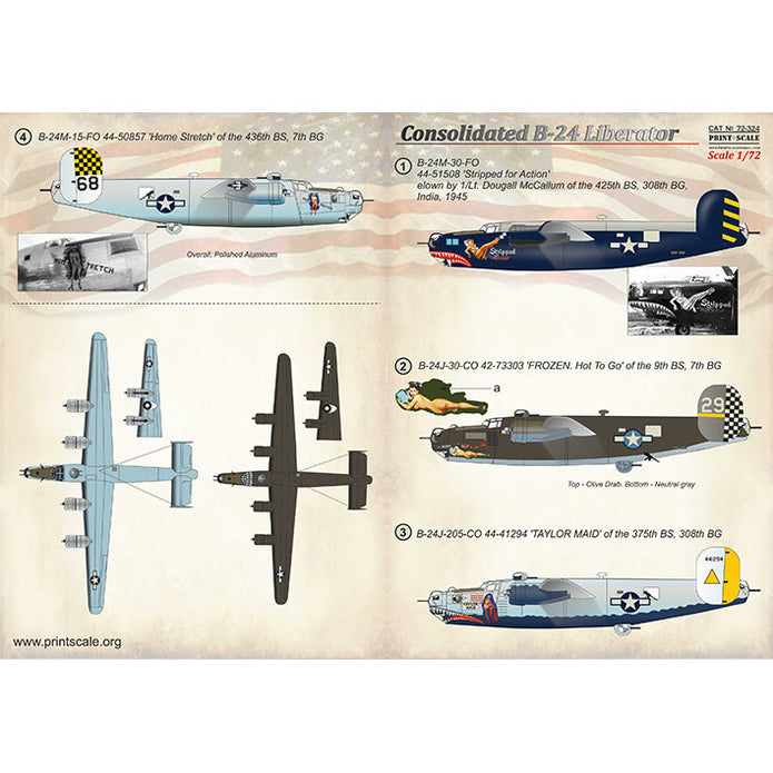 Print Scale 72-324 Decal B-24 Liberator Part 2 In the complete set 1.5 sheets Scale 1:72