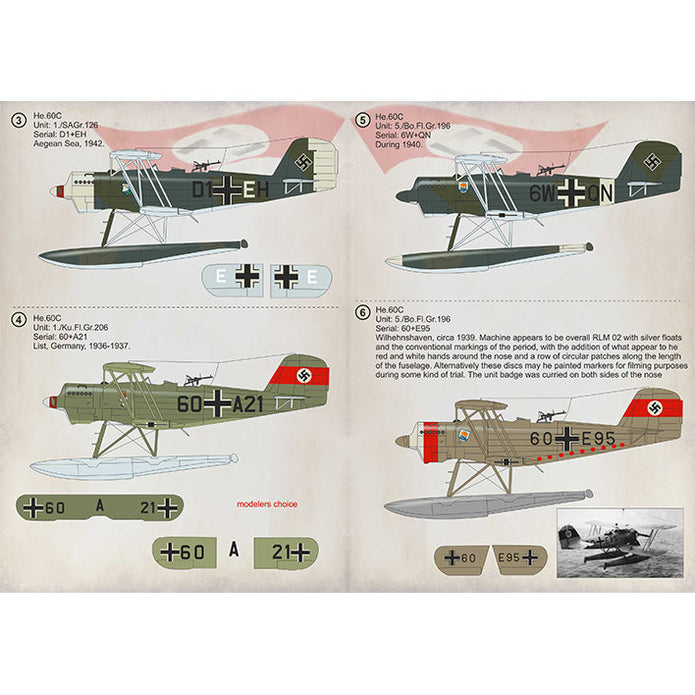 Print Scale 72-330 Decal Heinkel He 60 Part 1 Scale 1:72 for Aircraft Plastic model kit