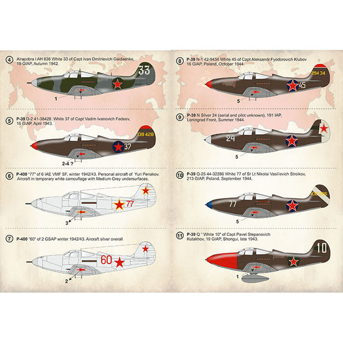 Print Scale 72-333 Decal Р-39 Aircobra Aces of the World War II Scale 1:72 for Aircraft Plastic model kit